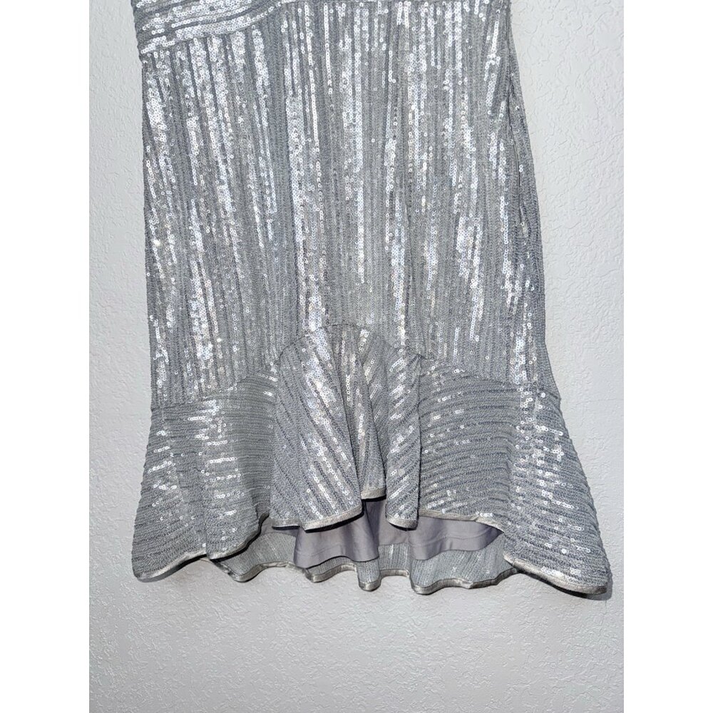 Saylor Sequin Mini Dress Gray Sequin Speak Easy Club Cocktail Art Deco Small H - Picture 3 of 6